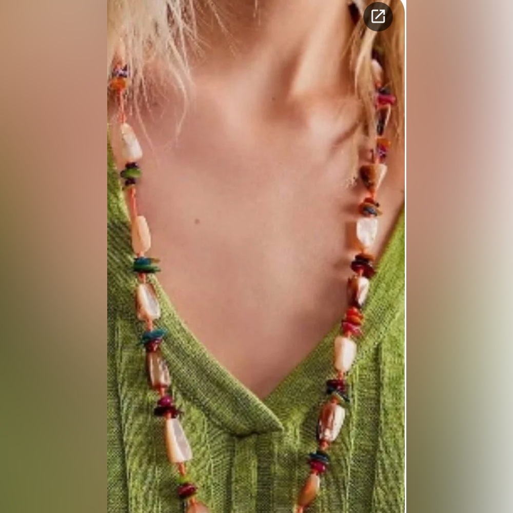 Free People X Ariana Ost “At The Market” Necklace ~ Neon Yellow/Orange; NWT - Picture 3 of 16